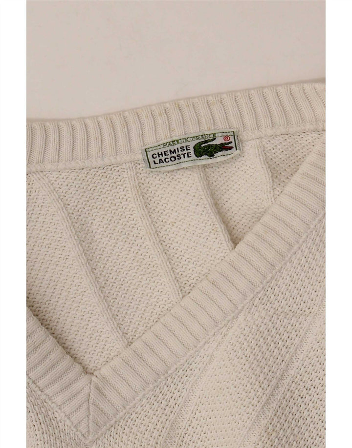 Ανδρικό πουλόβερ Lacoste με V λαιμόκοψη, μέγεθος 6 XL Λευκό