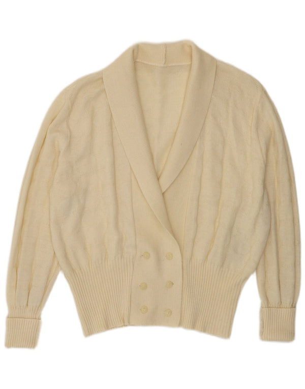 Vintage γυναικείο πουλόβερ ζακέτα με διπλό στήθος UK 14 Large Off White