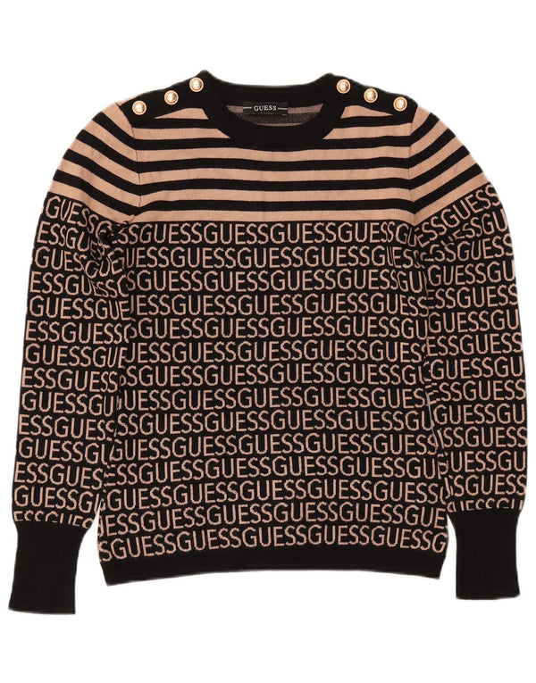 Γυναικείο πουλόβερ GUESS Graphic Crew Neck Jumper UK 10 Small Black ριγέ