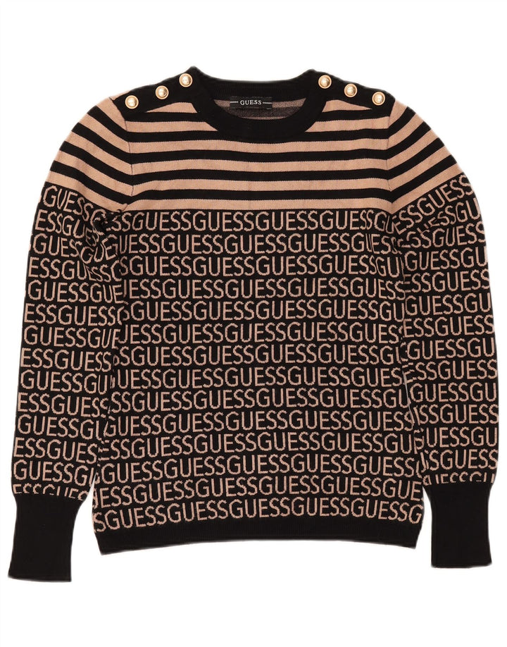 Γυναικείο πουλόβερ GUESS Graphic Crew Neck Jumper UK 10 Small Black ριγέ