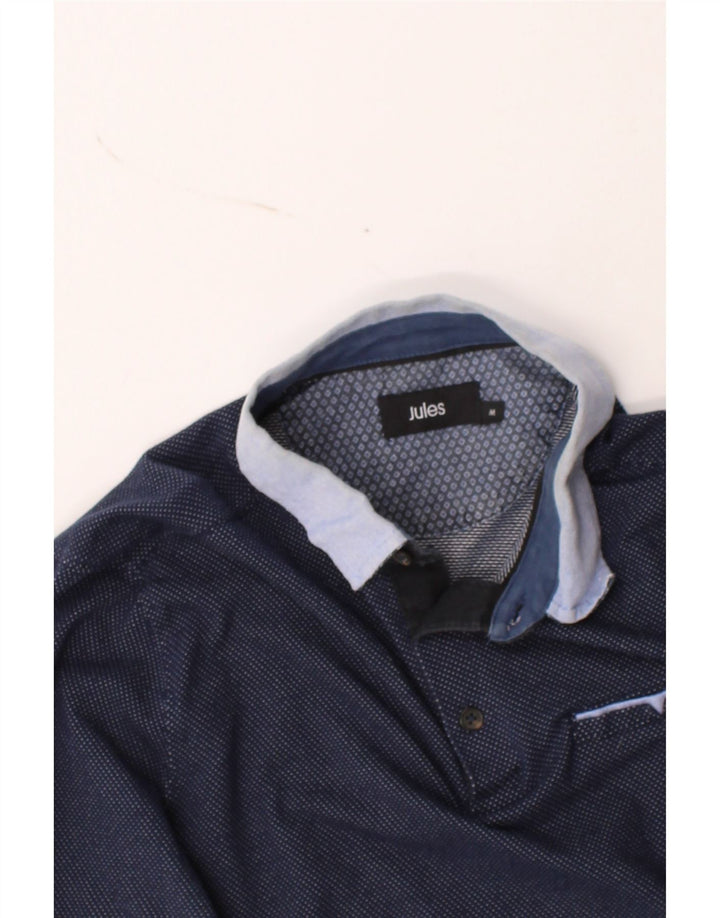 JULES Mens Long Sleeve Polo Shirt Medium Navy Blue Cotton Vintage Jules and Second-Hand Jules from Messina Hembry 