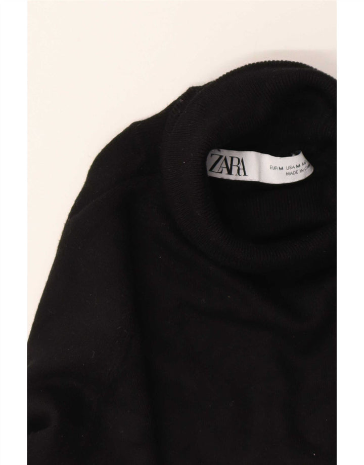 Zara Γυναικείο πουλόβερ με ρολό λαιμόκοψη UK 14 Μεσαίο μαύρο