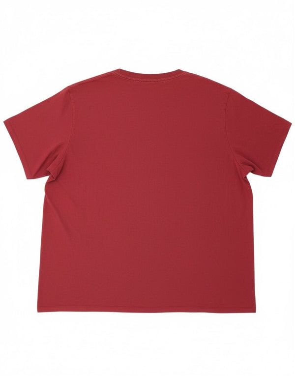 Ανδρικό γραφικό μπλουζάκι Adidas Top UK 32/34 4XL Βουργουνδί βαμβακερό