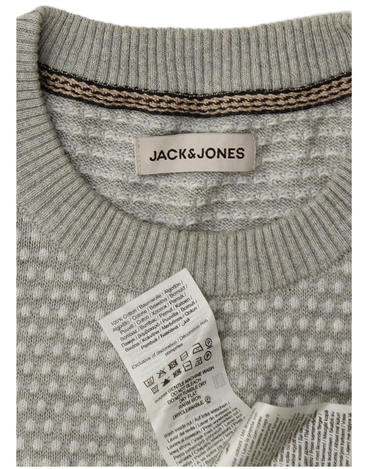 Jack & Jones Ανδρικό πουλόβερ με λαιμόκοψη μεσαίου γκρι με στίγματα