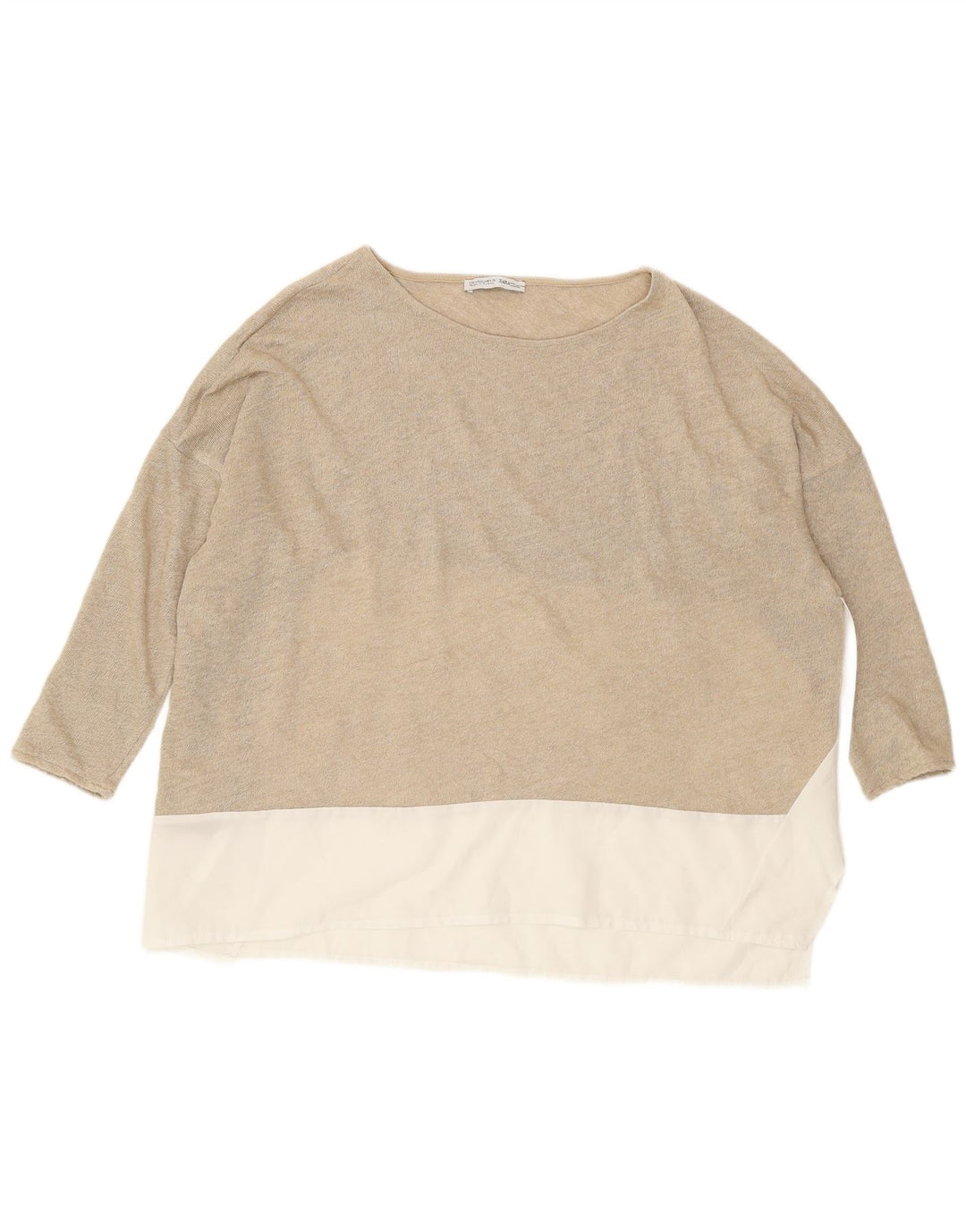 Zara Γυναικεία Μπλούζα Oversized Top UK 10 Small Gold Colourblock
