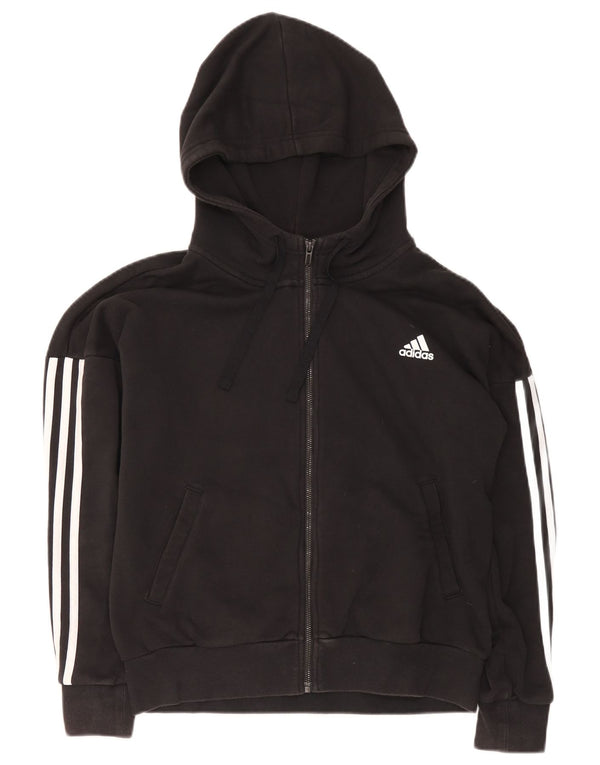 Adidas Γυναικείο πουλόβερ με κουκούλα με φερμουάρ UK 16/18 μεγάλο μαύρο βαμβακερό