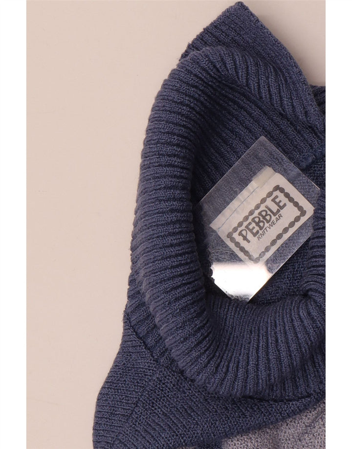 Γυναικείο πουλόβερ Pebble με ρολό λαιμόκοψη UK 12 Medium Blue Colourblock