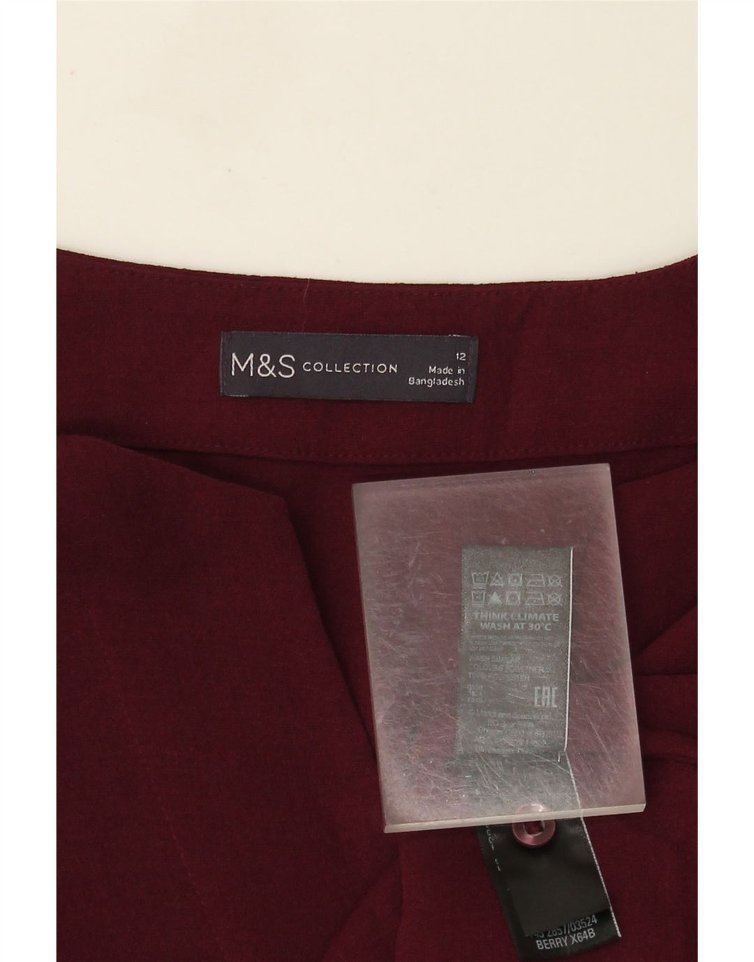 Marks & Spencer Γυναικεία μακρυμάνικη μπλούζα τοπ UK 12 Medium Burgundy