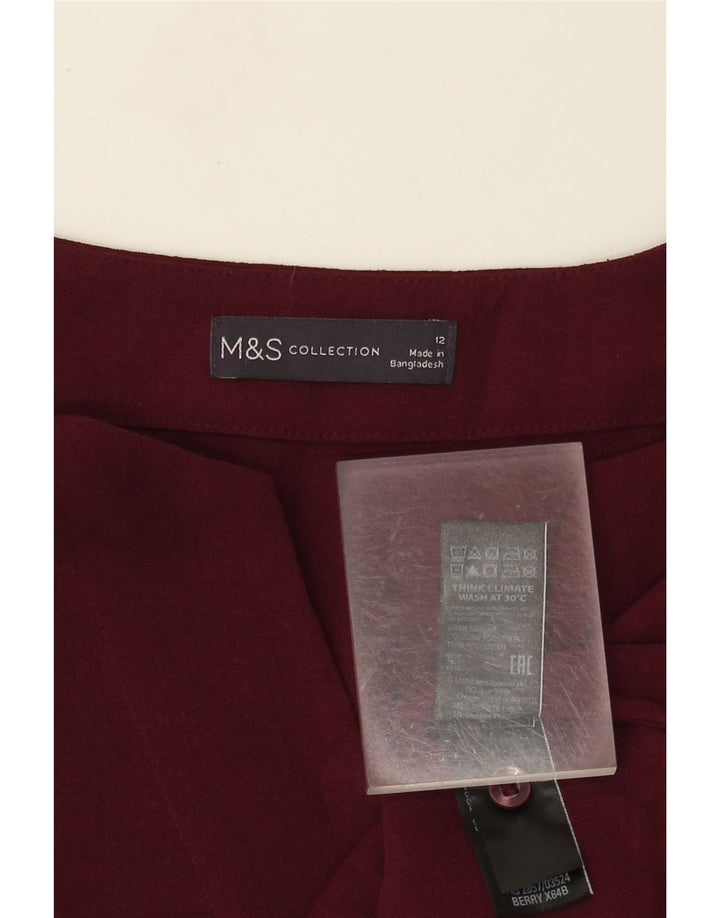 Marks & Spencer Γυναικεία μακρυμάνικη μπλούζα τοπ UK 12 Medium Burgundy