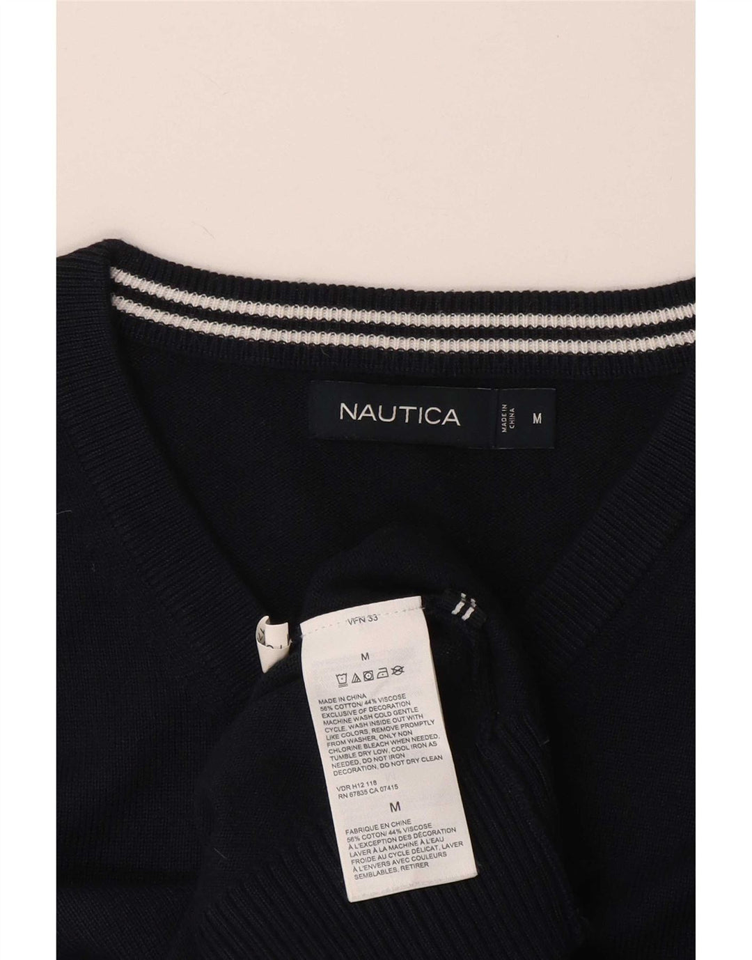 Ανδρικό πουλόβερ Nautica με V λαιμόκοψη, Βαμβακερό μεσαίο ναυτικό