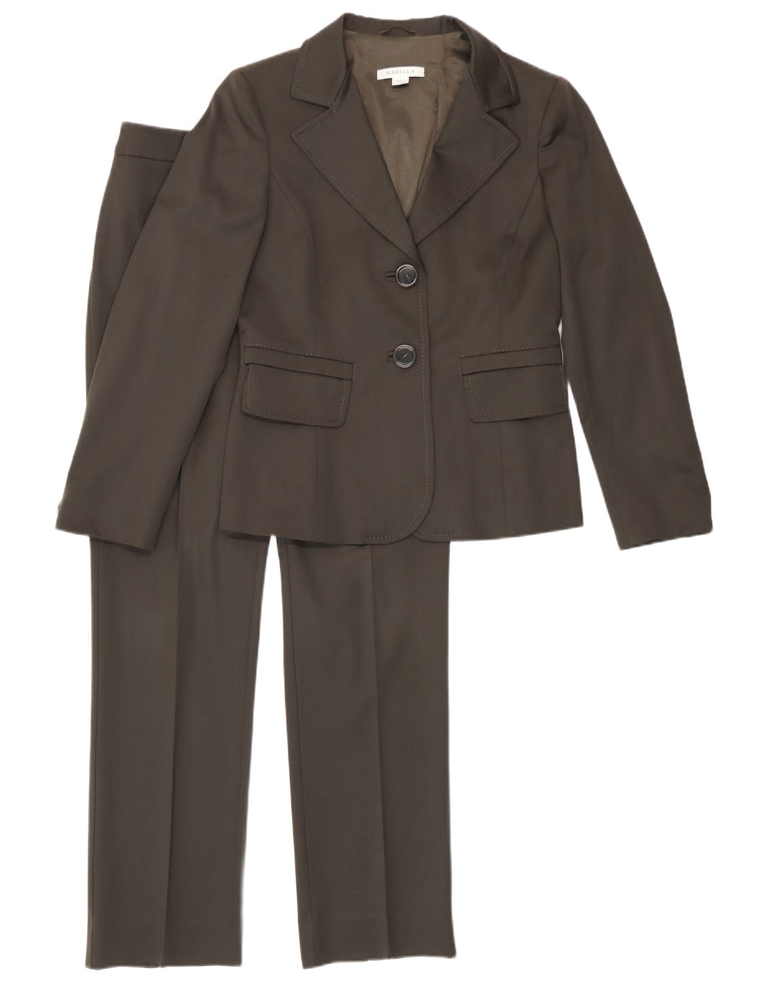 Marella γυναικεία φόρμα 2 κουμπιών UK 10 Small W27 L30 καφέ μαλλί