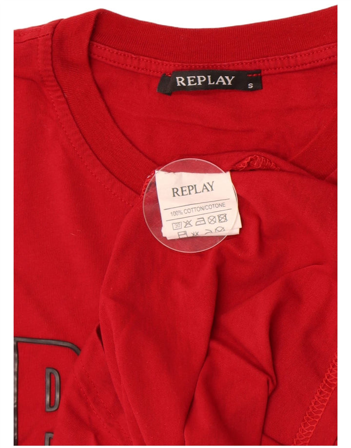 Ανδρικό γραφικό T-Shirt Replay Top Μικρό κόκκινο βαμβακερό