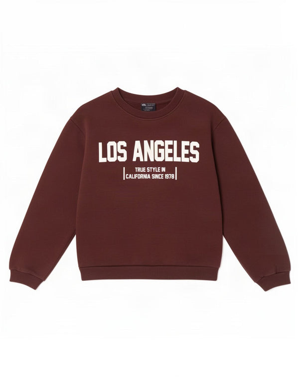 Zara Γυναικείο Φούτερ γραφικό Jumper UK 10 Small Brown Βαμβακερό