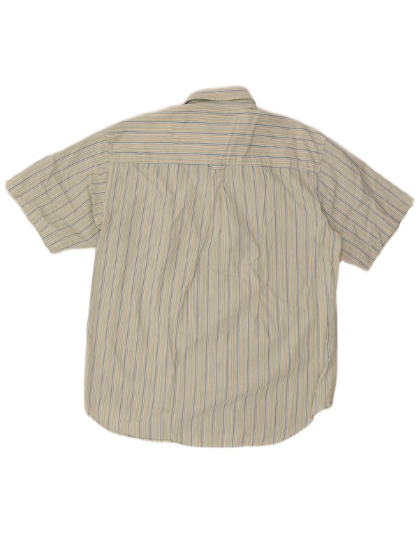 Carrera Mens Short Sleeve Shirt Large Green Striped Cotton