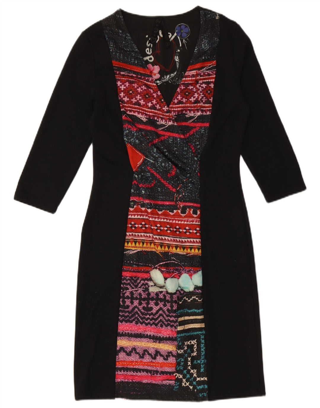 DESIGUAL Γυναικείο φόρεμα με μανίκια 3/4 UK 10 Small Black Geometric