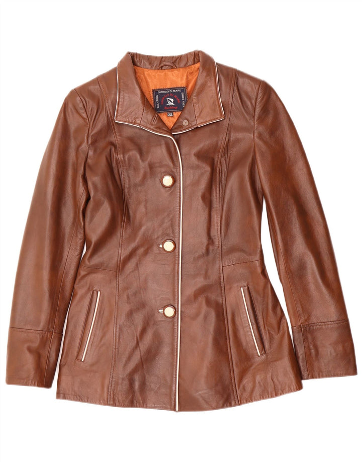 Giorgio Di Mare Γυναικείο Δερμάτινο Μπουφάν UK 6 XS Καφέ Δερμάτινο