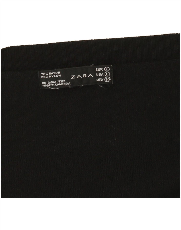 Zara Γυναικεία ανοιχτή ζακέτα UK 14 Large Black Rayon