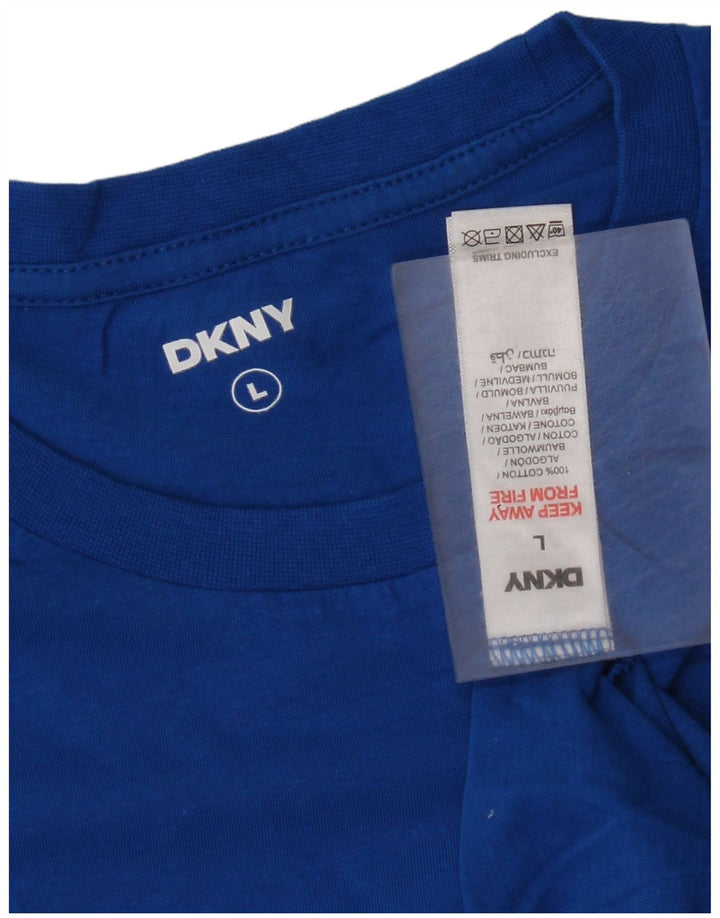 Dkny Γυναικείο T-Shirt Top UK 14 μεγάλο μπλε βαμβακερό