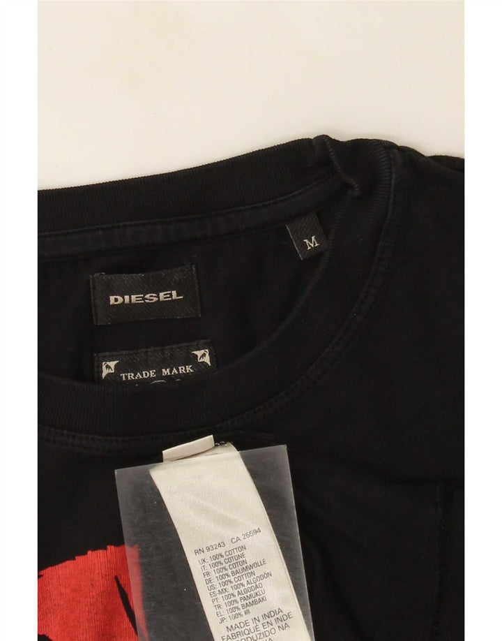 Ανδρικό γραφικό T-Shirt Diesel Top Μεσαίο μαύρο βαμβακερό