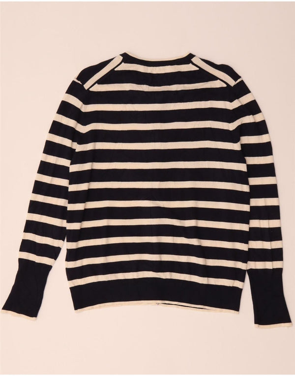 Zara Γυναικεία ζακέτα πουλόβερ UK 20 2XL Navy Blue ριγέ βισκόζη