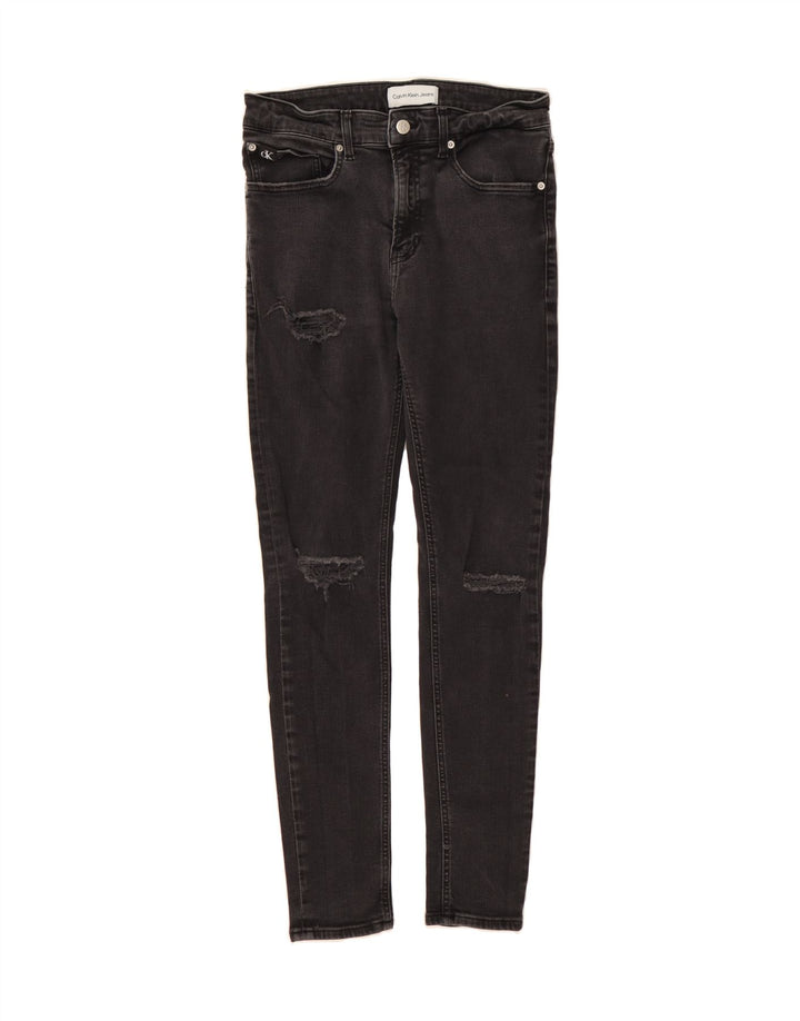 CALVIN KLEIN Womens Distressed Skinny Jeans W31 L30 Grey Vintage Calvin Klein and Second-Hand Calvin Klein from Messina Hembry 