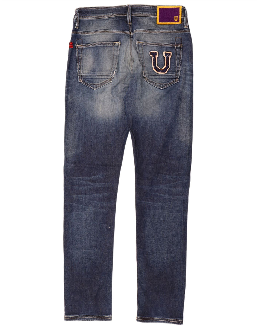 Ανδρικό Uniform Graphic Distressed Slim Jeans W32 L33 Μπλε βαμβακερό