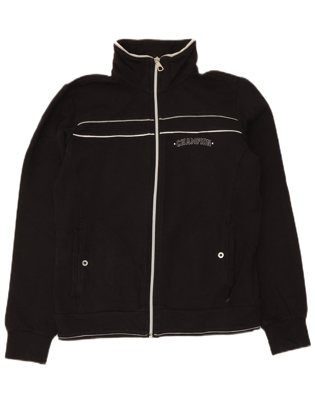 Champion γυναικεία αθλητική φόρμα Top Jacket UK 10 Small Black Cotton