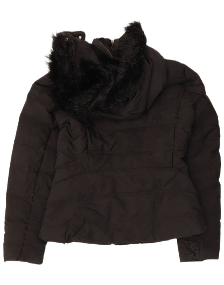 Zara Γυναικείο μπουφάν με κουκούλα UK 10 Small Black Polyester