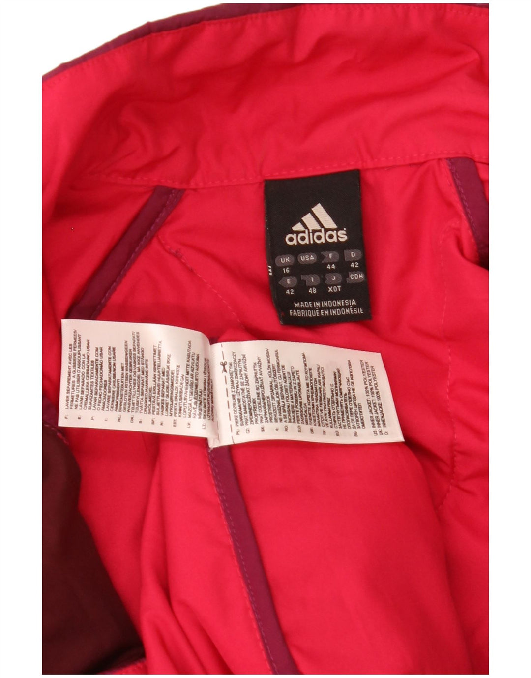Adidas Γυναικείο μπουφάν με επένδυση UK 16 Large μπορντό πολυεστέρας