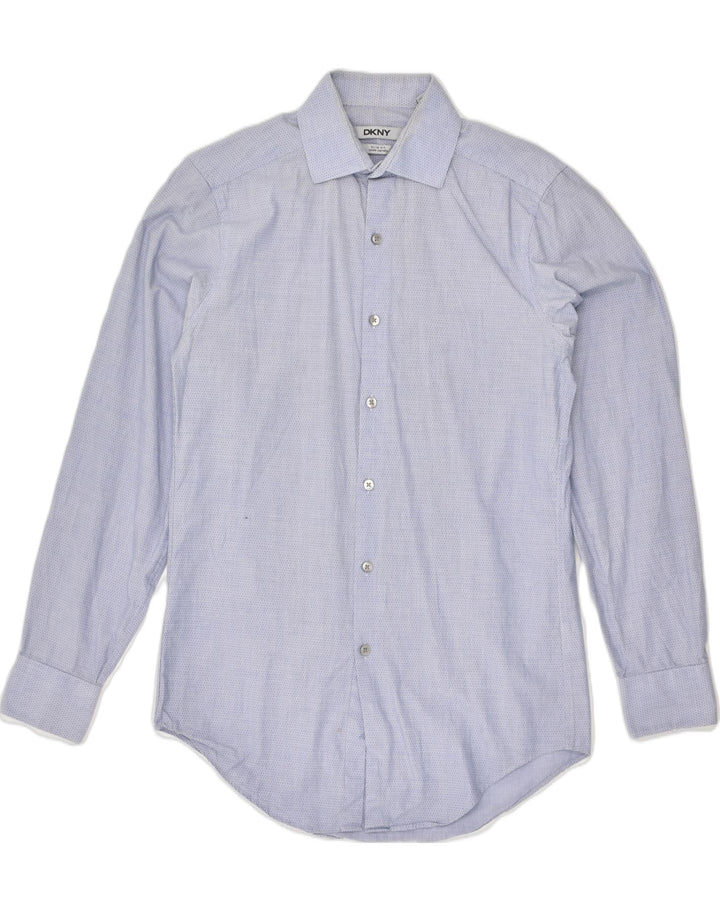 DKNY Mens Slim Fit Shirt Size 14 Small Blue Polka Dot Cotton | Vintage Dkny | Thrift | Second-Hand Dkny | Used Clothing | Messina Hembry 