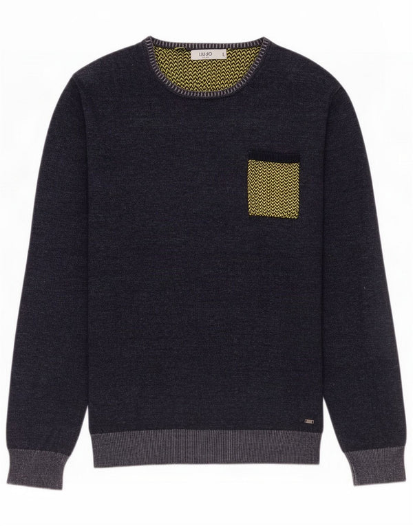 Liu Jo Mens Boat Neck Jumper πουλόβερ Large Navy Blue Cotton