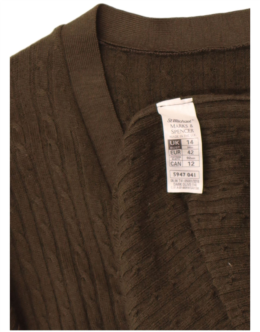 Marks & Spencer Γυναικείο πουλόβερ St. Michael Cardigan UK 14 Large Khaki