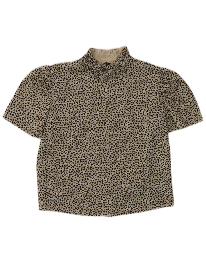 Zara Γυναικεία μπλούζα Crop Top UK 14 Large Grey Animal Print Polyester