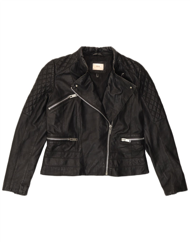 Mango Γυναικείο Δερμάτινο Μπουφάν Biker UK 16 Μεγάλο Δερμάτινο Μαύρο