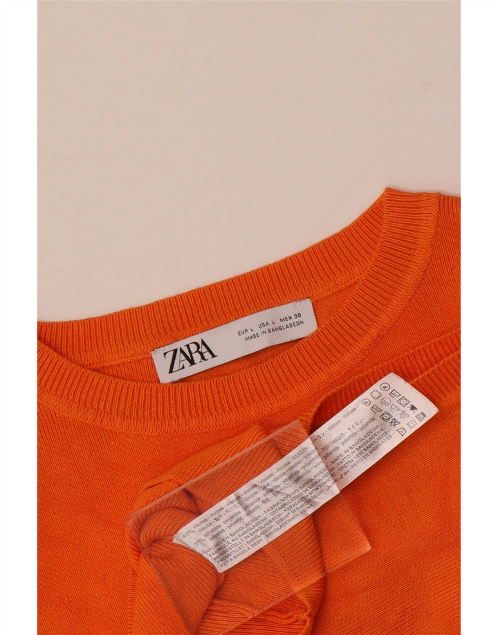 Γυναικείο φανελάκι ZARA Crop Top UK 14 Μεγάλη Πορτοκαλί Βισκόζη