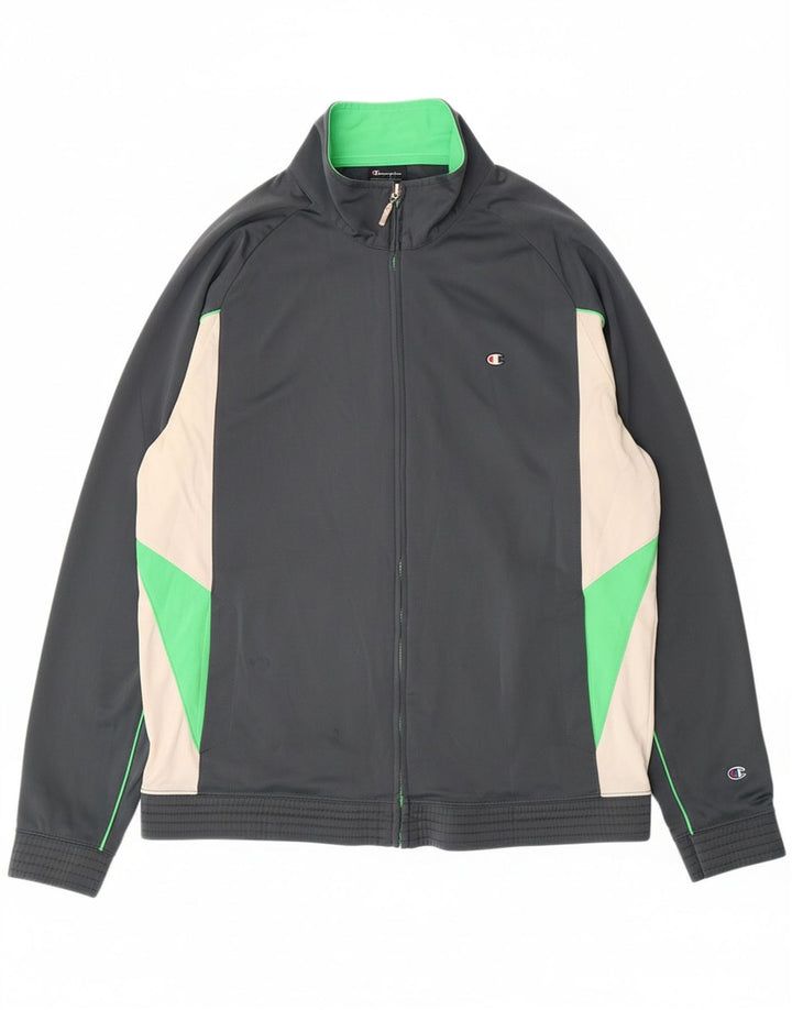 CHAMPION Mens Tracksuit Top Jacket 2XL Grey Colourblock Polyester