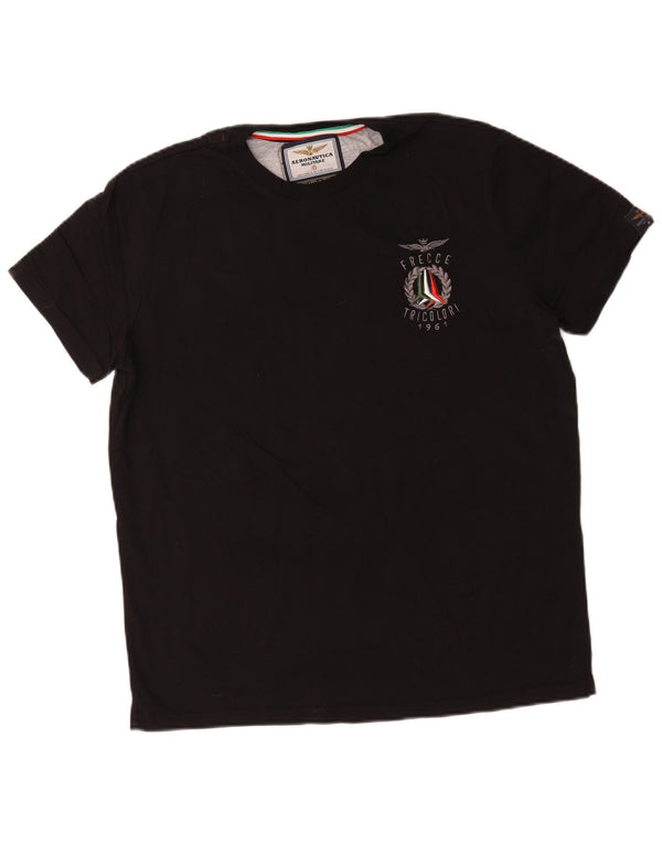 Ανδρικό T-Shirt Aeronautica Militare Top 2XL Μαύρο βαμβακερό