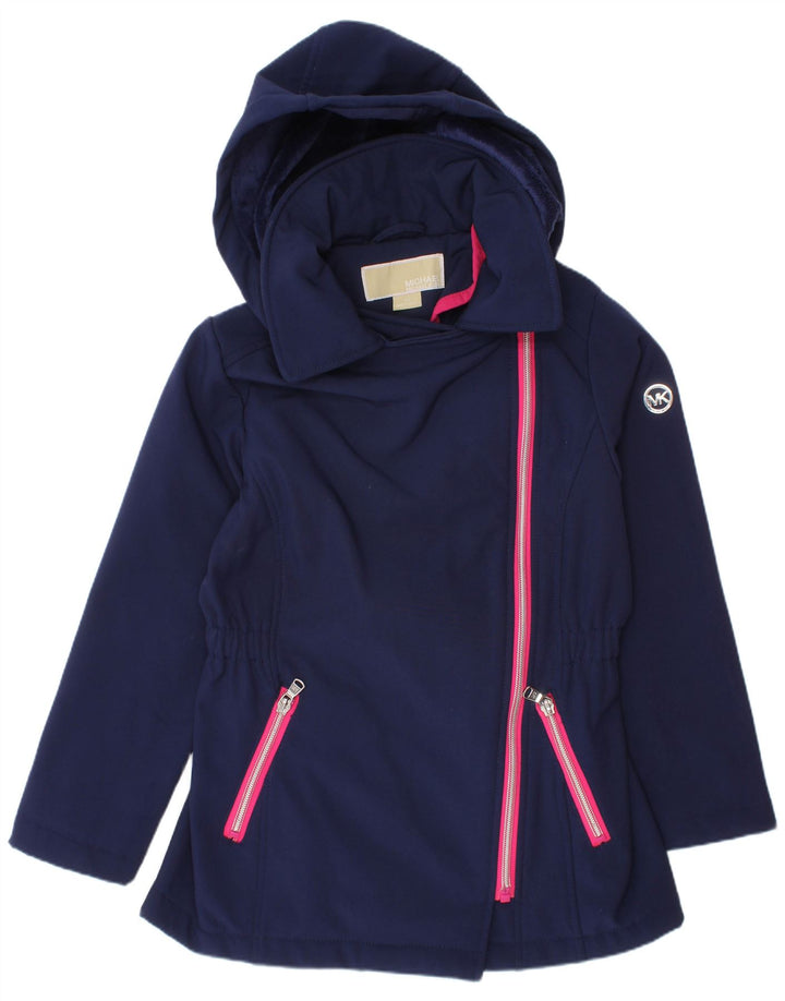 Michael Kors Girls Hooded Windbreaker Jacket 5-6 Years Navy Blue Polyester