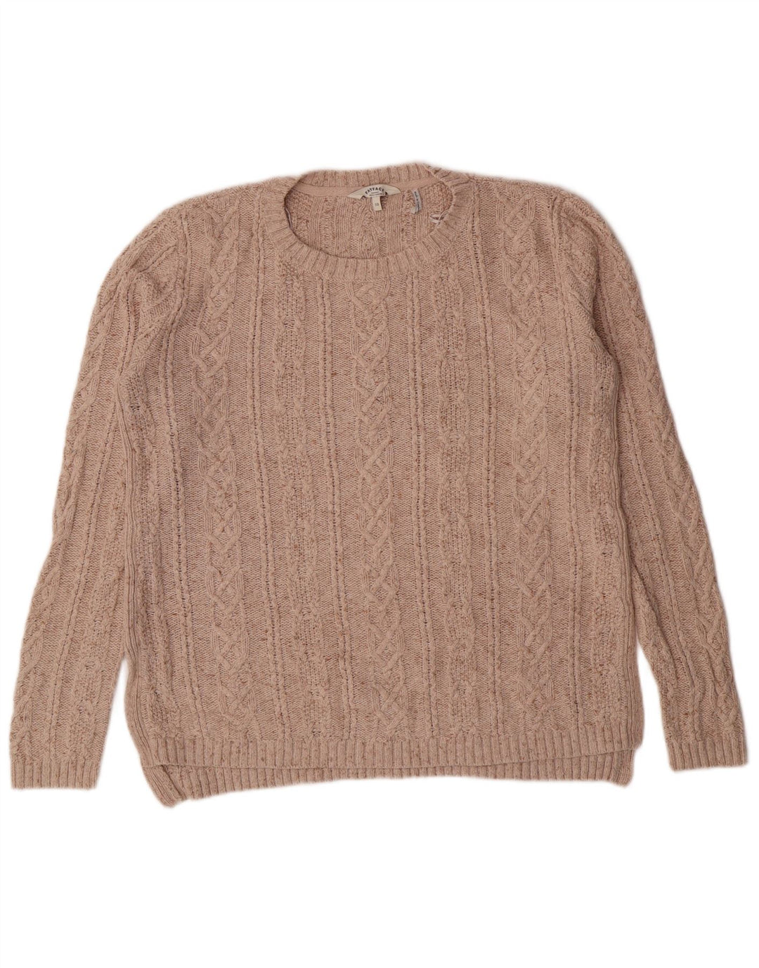 Fat Face Γυναικείο πουλόβερ με λαιμόκοψη UK 10 Small Beige Cotton Classic