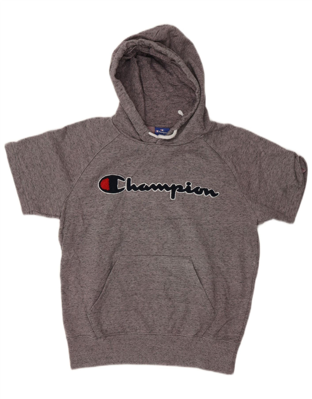 Champion Womens Oversized Graphic Hoodie Jumper UK 10 Small Grey Flecked