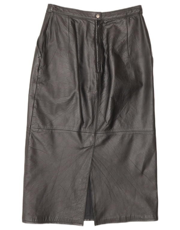 Γυναικεία Δερμάτινη Φούστα VINTAGE UK 10 Small W26 Μαύρη Δερμάτινη