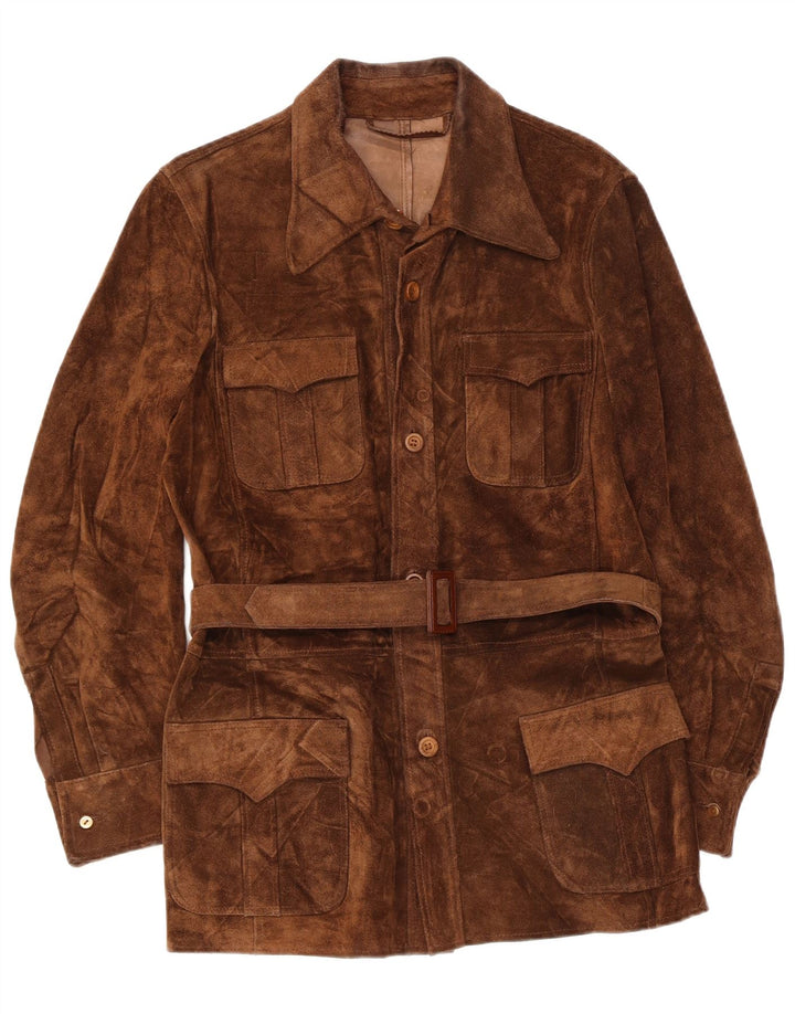 Vintage Ανδρικό Suede Jacket UK 36 Small Brown