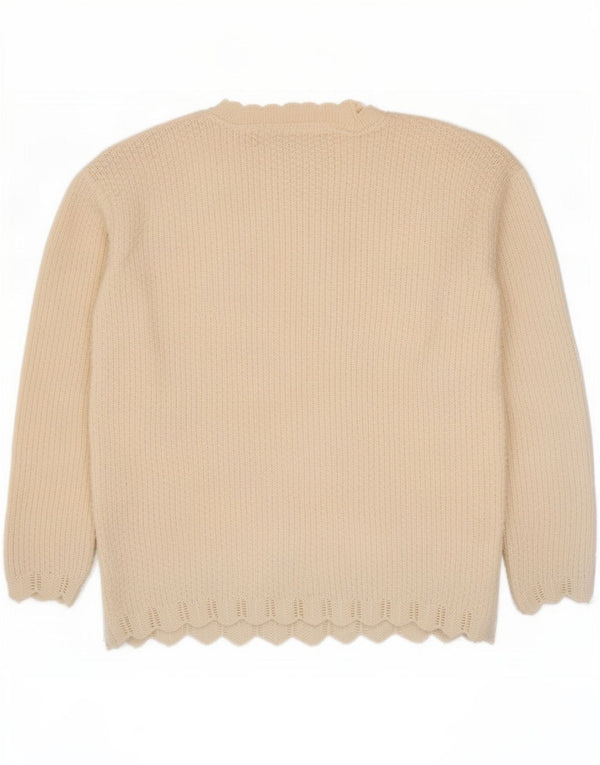 Vintage Womens Crew Neck Jumper Sweater UK 16 Large White