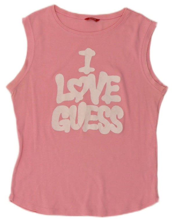 Γυναικείο γραφικό γιλέκο Guess UK 14 μεγάλο ροζ βαμβακερό