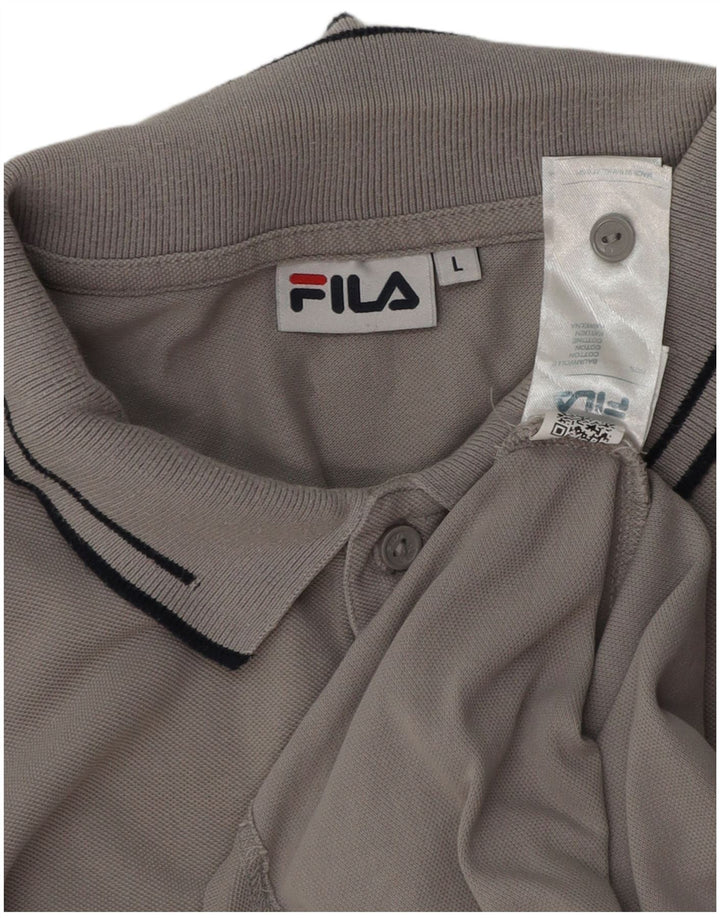 Ανδρικό μακρυμάνικο μπλουζάκι πόλο Fila, μεγάλο γκρι βαμβακερό