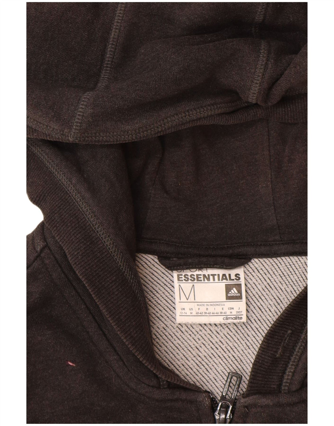 Γυναικείο πουλόβερ ADIDAS Climalite Zip Hoodie UK 12/14 μεσαίο μαύρο βαμβακερό