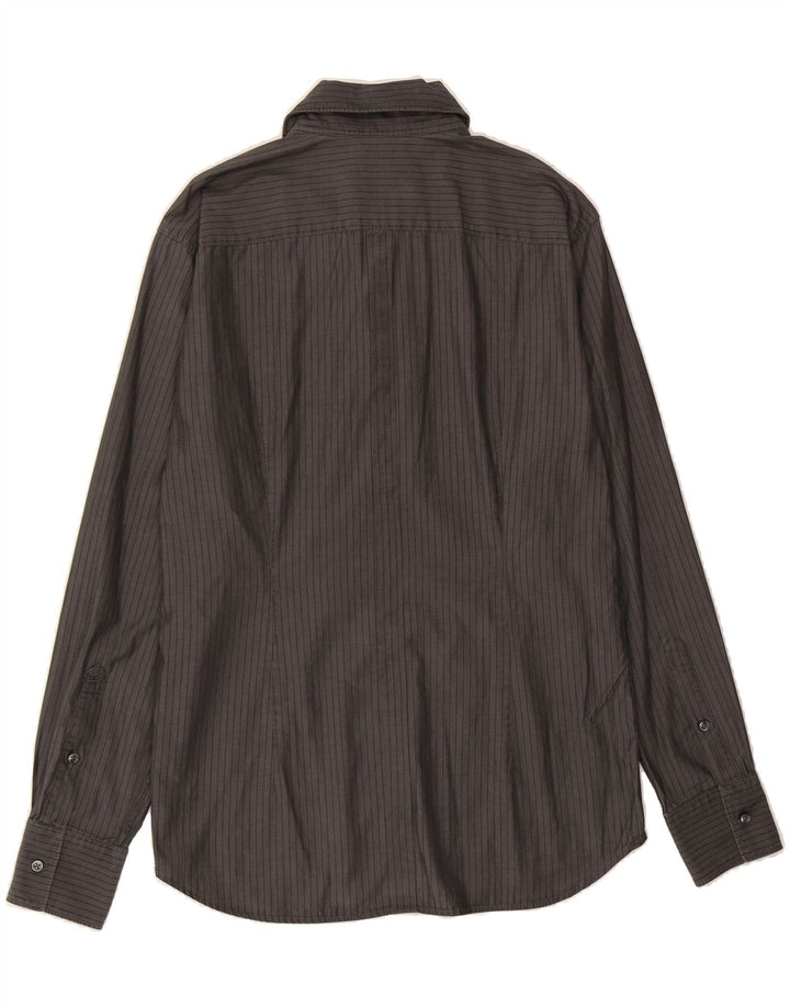 ESPRIT Mens Shirt Size 16 1/2 Large Grey Striped Cotton Vintage Esprit and Second-Hand Esprit from Messina Hembry 
