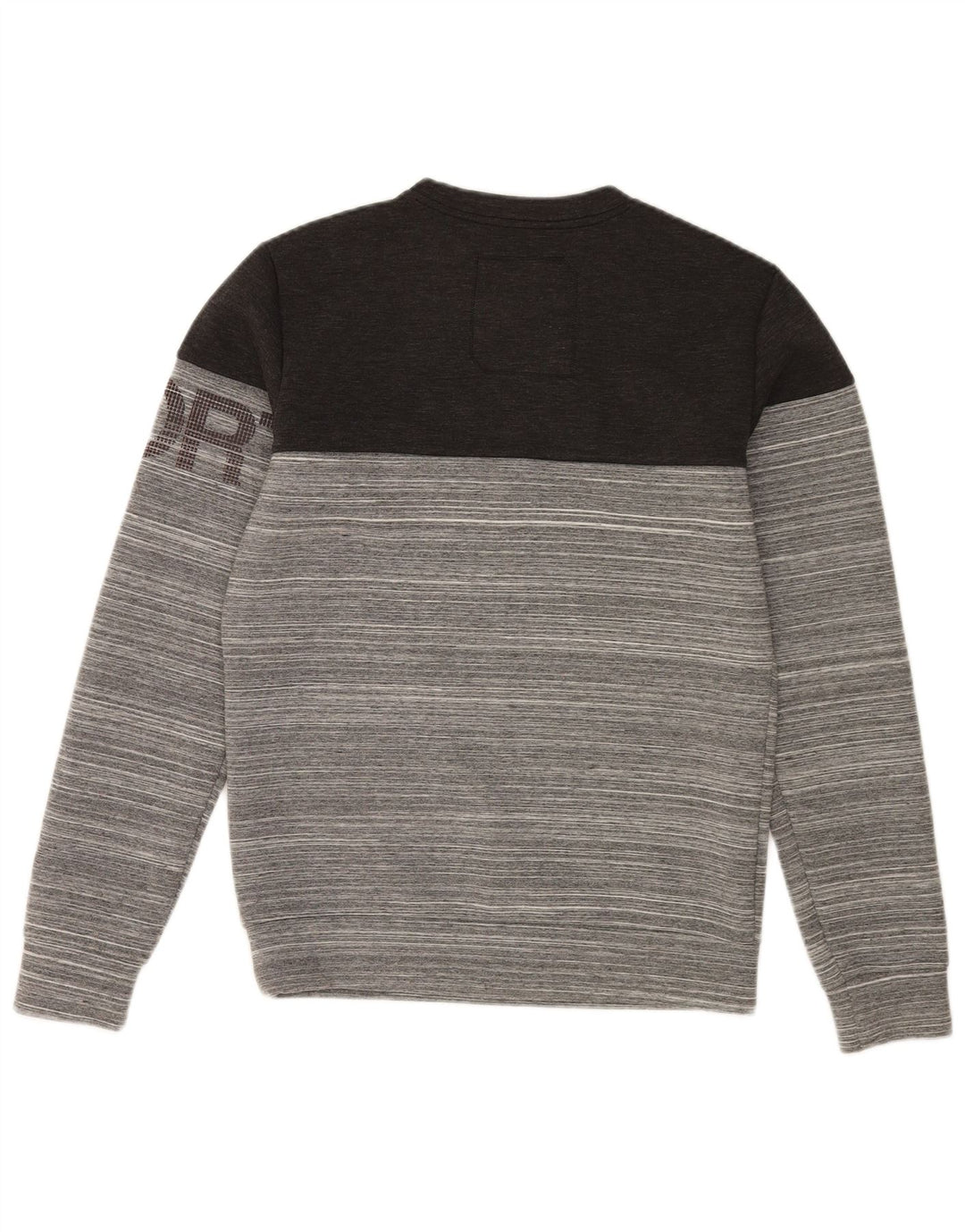 Ανδρικό γραφικό φούτερ Superdry Jumper Μικρό γκρι ριγέ πολυεστέρα