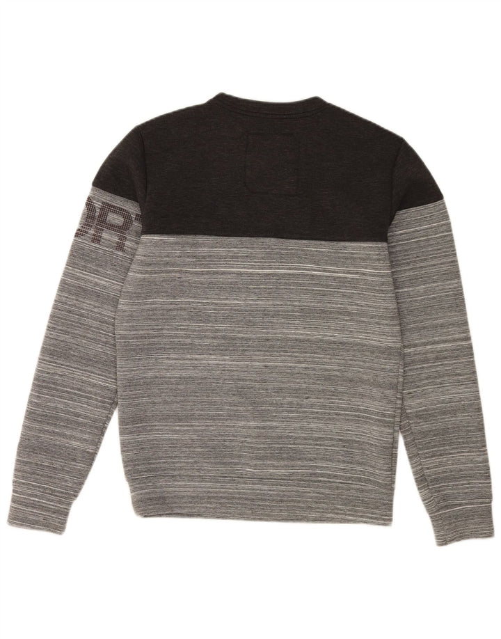 Ανδρικό γραφικό φούτερ Superdry Jumper Μικρό γκρι ριγέ πολυεστέρα
