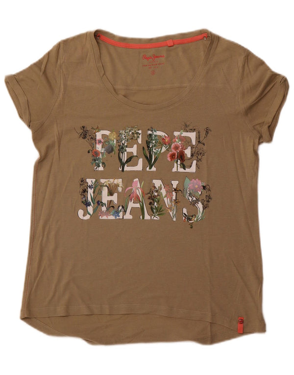 Γυναικείο γραφικό μπλουζάκι PEPE Jeans Top UK 10 Small Khaki Floral